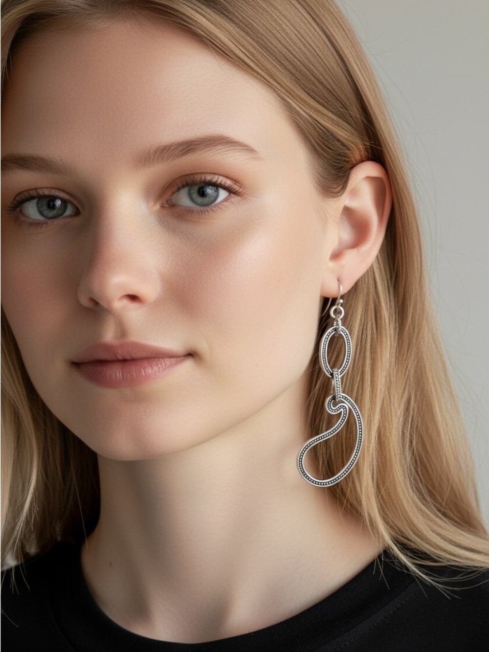 10/4 Elegant Silver Loop Drop Earrings for Women